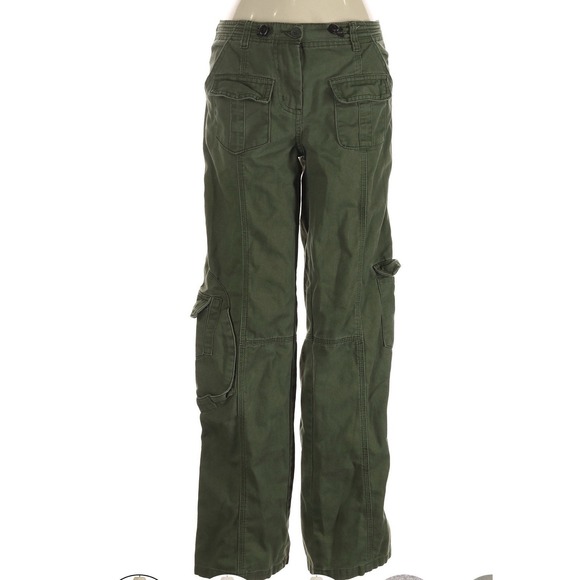 Brandy Melville Pants - Brandy Melville Womens Green Cargo Y2K Utility Pants One Size Adjustable